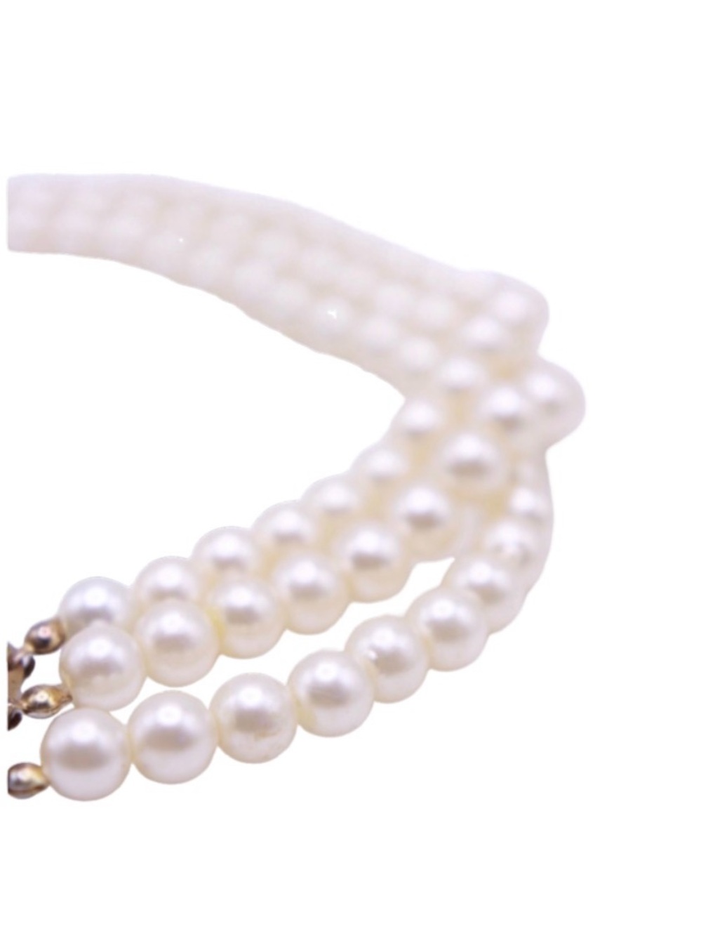 Vintage Triple Strand Faux Pearl Choker Necklace - Picture 3 of 4